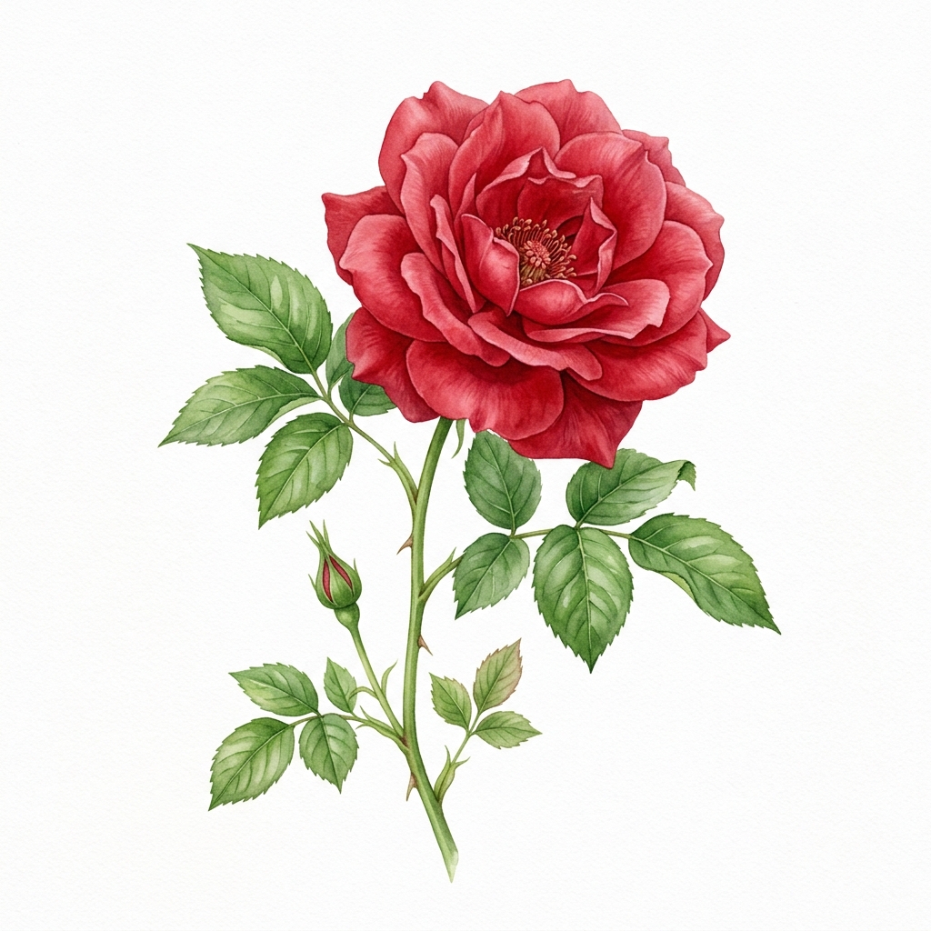 Rosa roja botánica para Zami